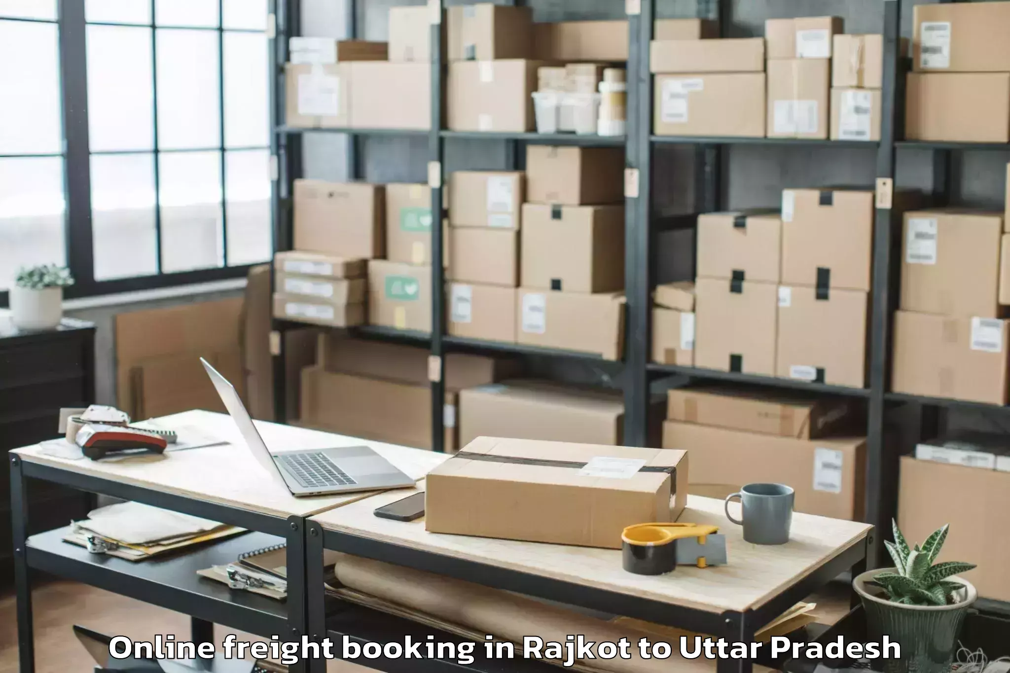 Professional Rajkot to Khair Online Freight Booking